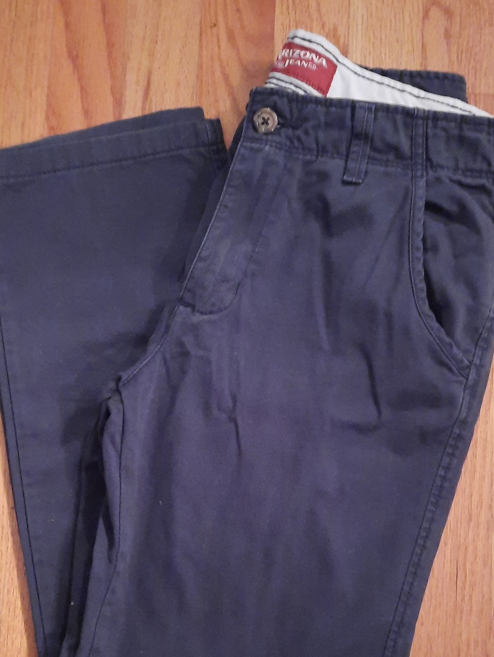18 Boy's Arizona Jeans Navy Chino Pants - Classic Straight Fit Kid Size 18 Reg